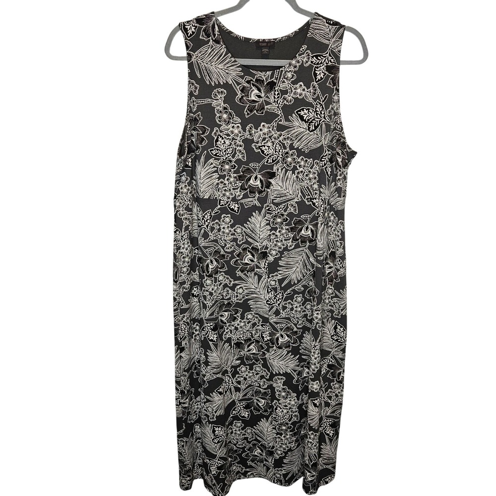 J. Jill Wearever Collection SZ XL Petite Shift Maxi Dress Floral Stretch Resort